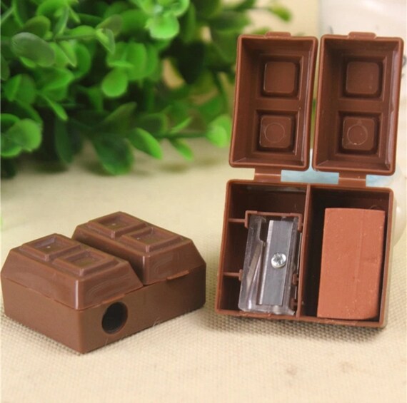 Creative Chocolate Pencil Sharpener With Mini Eraser Kawaii Etsy