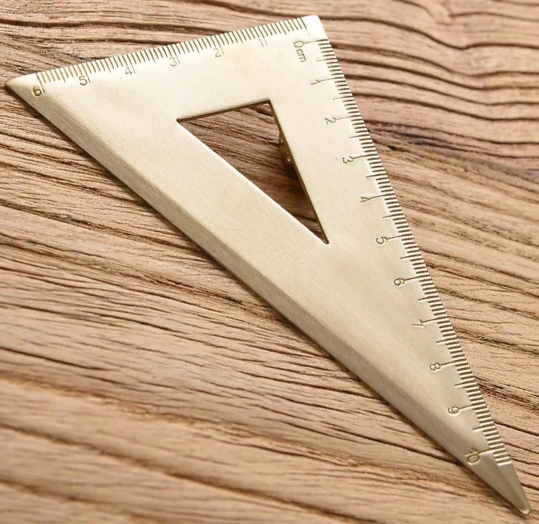 1pc Brass Triangular Ruler, Protractor, Isosceles Ruler, 12 Cm Brass ...