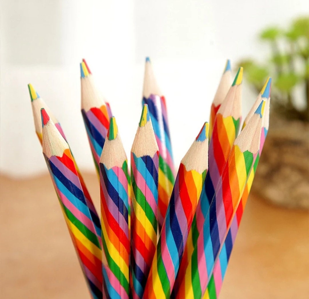 ThEast 30 Pieces Rainbow Colored Pencils, 4 Color in 1 Rainbow