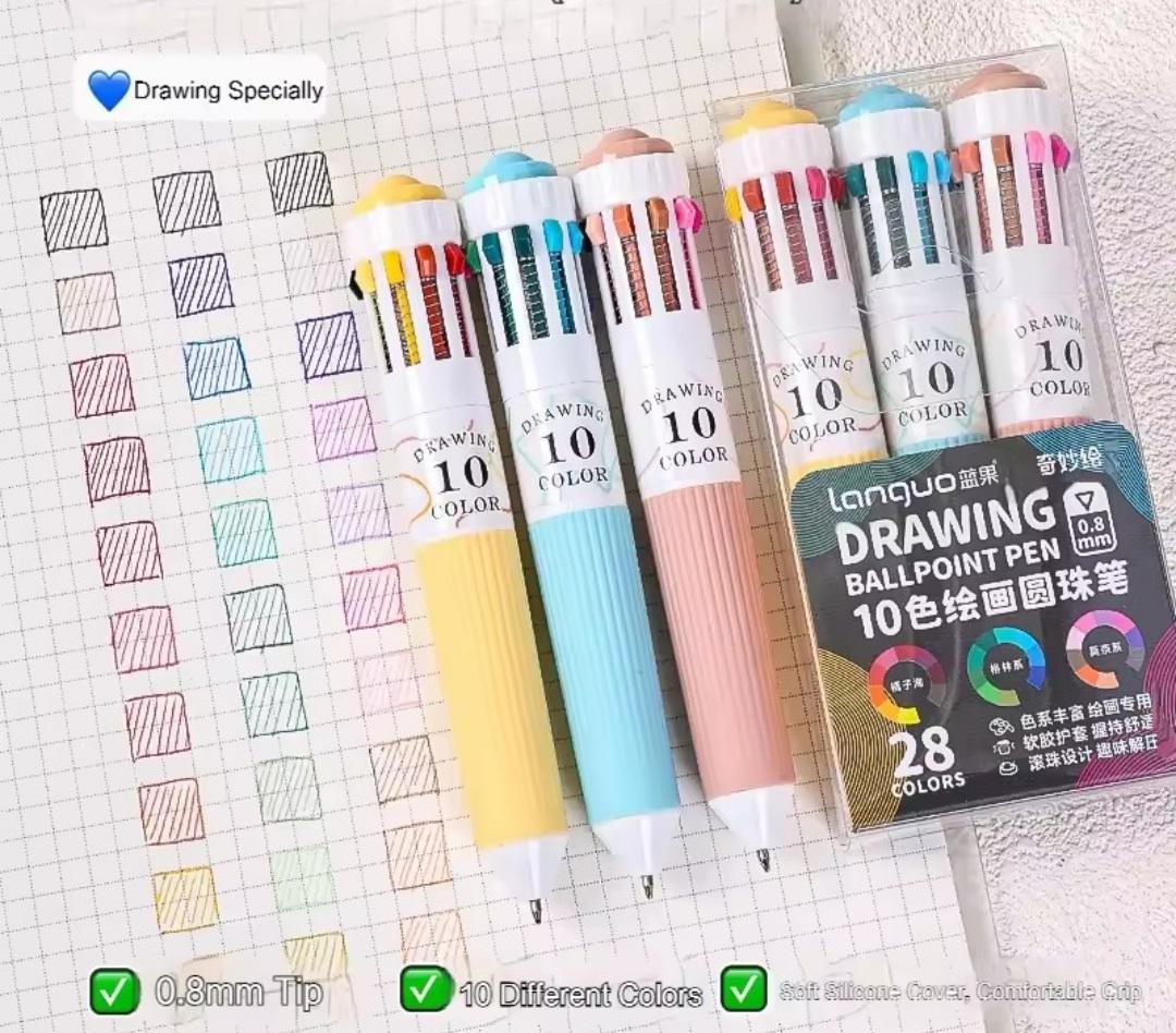 Shuttle Art Multicolor Pens, 23 Pack 6-in-1, 0.7mm, 6 Colors Retractable Ballpoint Pen, Multicoloured Pens, Bulk for Office, School Supplies, Students, Kids Gift