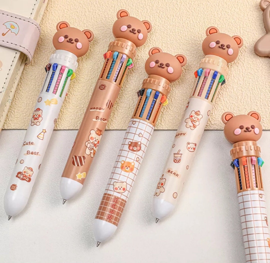 1pc 10colors Cute Bear Ballpoint Pen, Multi-color Ballpoint Pen