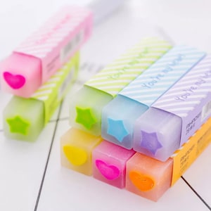 3pcs Cute Star Love Heart Erasers, Candy Color Soft Eraser, 2B Erasers, Gift, Student Supplies, Pencil Erasers, Office Supplies