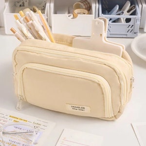 Large Pencil Case Big Capacity Pencil Pouch Bag Pen Holder 3 Compartments  School Supplies Stationery Storage Organizer For Middle High School Office  C