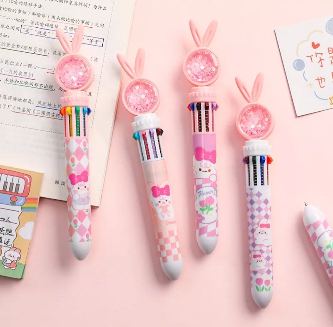 Flower Cat Printed Feather Pen Ink Pens Cute Pen for Women Kawaii