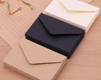 20 mini enveloppes cadeaux, blanc classique, noir, mini enveloppes artisanales, enveloppes en papier, jolies petites enveloppes en papier 10,5 x 6,8 cm