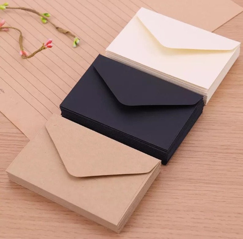 20Pcs Mini gift envelopes, classical white, black, craft mini envelopes, paper envelopes, 10.5 x 6.8 cm cute small paper envelopes image 1