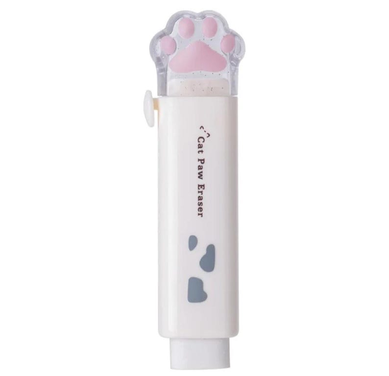 4pcs Set Cat Paw Stationery Set, Eraser, Utility Knife, Correction Tape