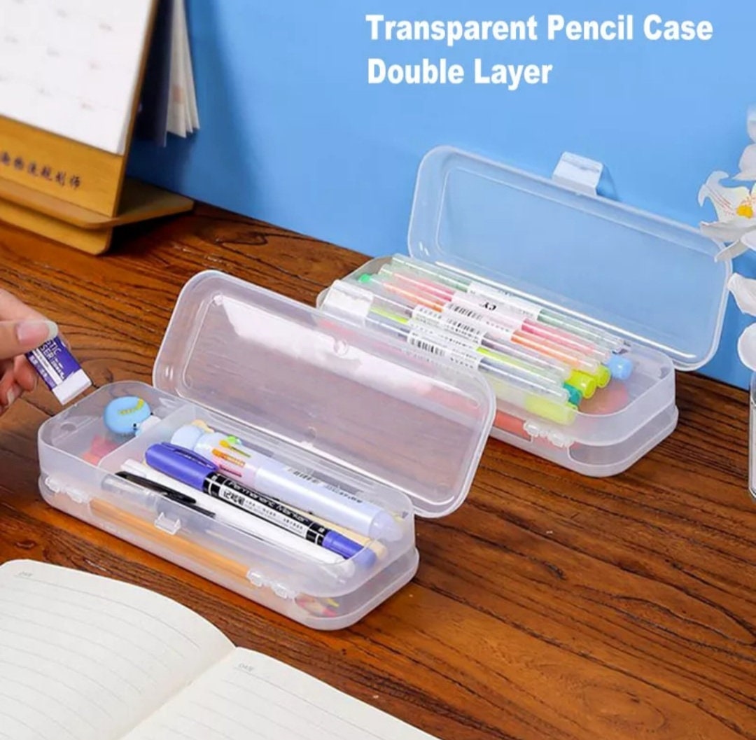 1pc Japanese Style Large Capacity Double-layer Transparent Pencil