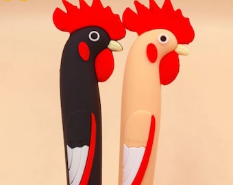 1pc Cute Cartoon Rooster Gel Pen, Black Ink Pen, 0.5mm Silicone Animal Pen, Funny Chicken Gel Pen, Gift Pen, School, Office Supplies