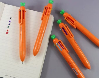 1pc Carrot Multi-Color Ballpoint Pen, 6 in 1 Writing Drawing Carrot Color Ballpoint Pen, 0.7 mm School, Office Writing Pen, Student Gift