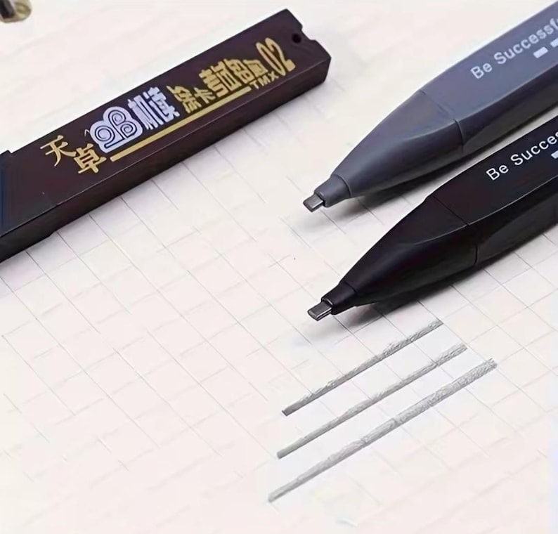 2 Set Thick Flat Head Mechanical Pencil, Pencil With 6pcs Refill Set, 2B Pencil, Pencil With Eraser, Writing Drawing Pencil, Gift image 5