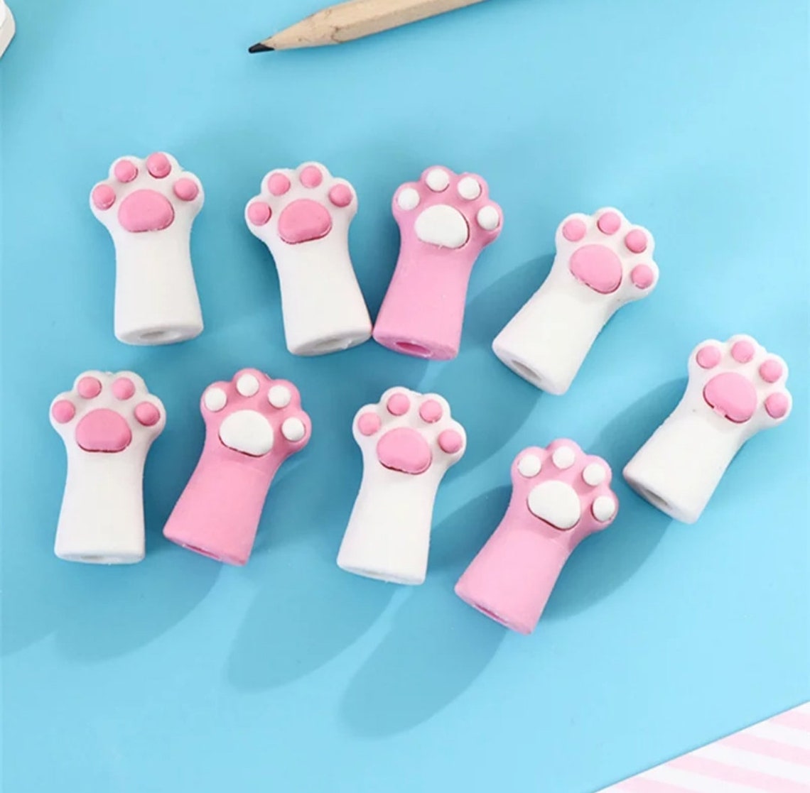 1Pc/Cat Paw Pencil Erasers Pink White cute rubber eraser Etsy