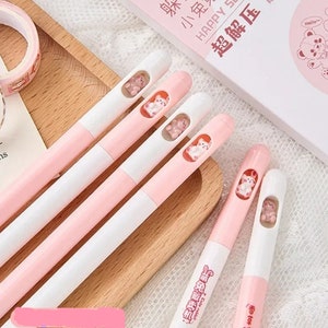 6 Stylos gel pour chat mignon, stylo à encre noire 0,5 mm, fournitures scolaires, fournitures pour stylos, stylo gel pour chats, fournitures pour stylos