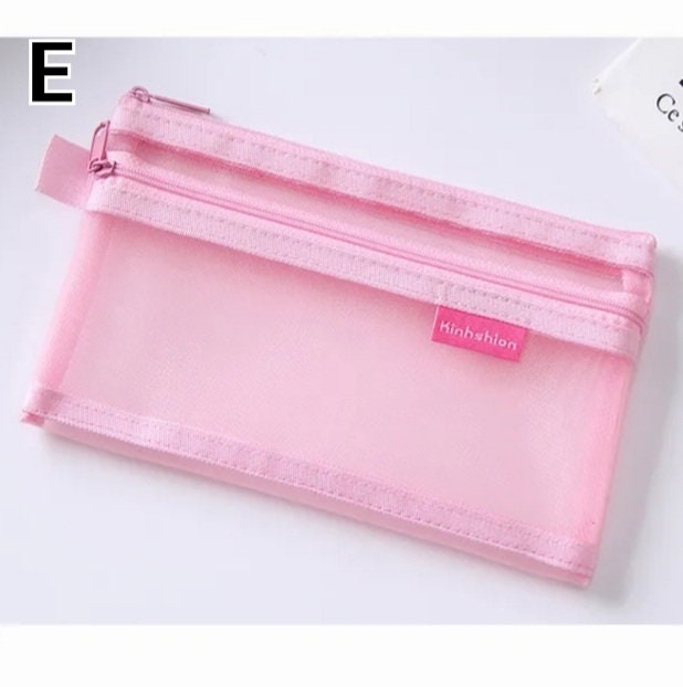 Clear Exam Pencil Case S/L Transparent Simple Mesh Zipper Stationery Bag  PxY-r
