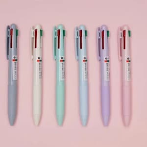6pcs Multi color Pen, 4 in 1 Ballpoint Pen, Retractable Ballpoint Pen, School, Office Pen , Multifunction Pen, Writing Pen, Thin Tip Pen