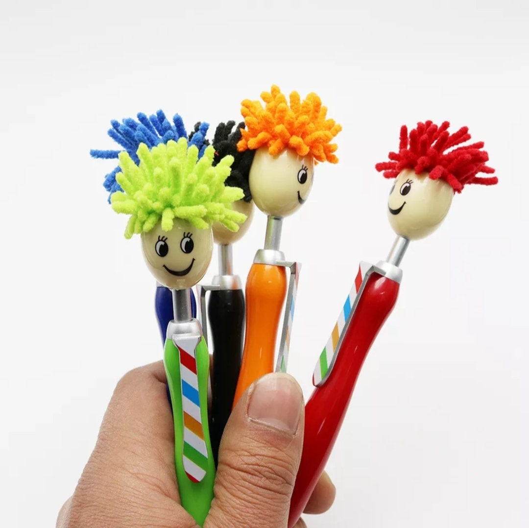 5PCS Mop Head Pen Set, Funny Ballpoint Pens, Kids or Adults Pen set- 5  Colors