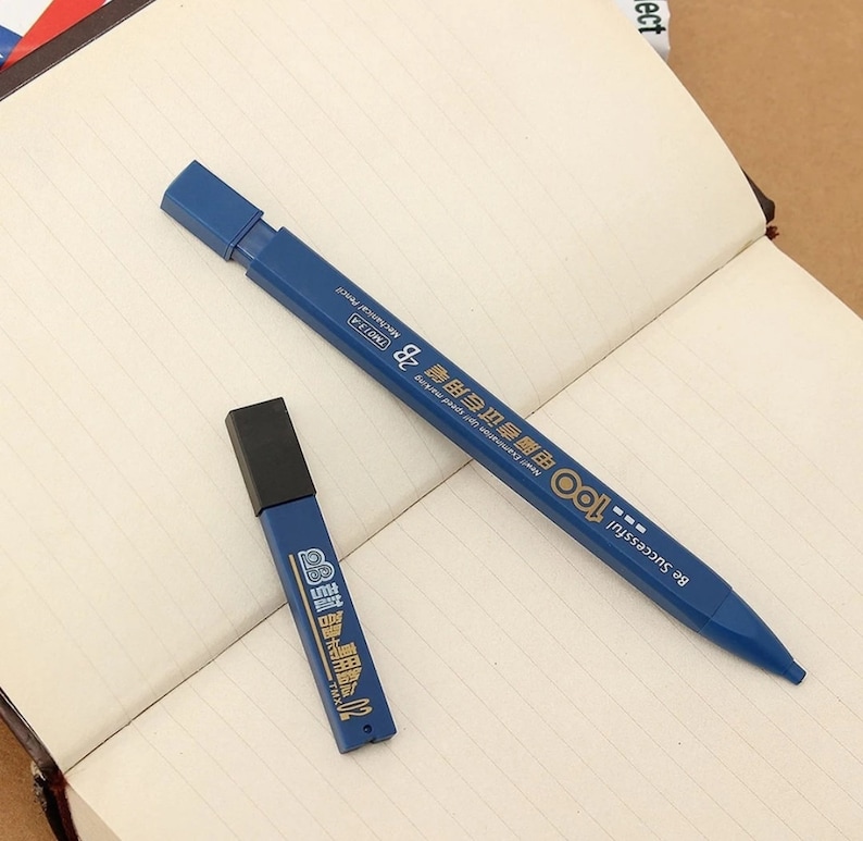 2 Set Thick Flat Head Mechanical Pencil, Pencil With 6pcs Refill Set, 2B Pencil, Pencil With Eraser, Writing Drawing Pencil, Gift image 10