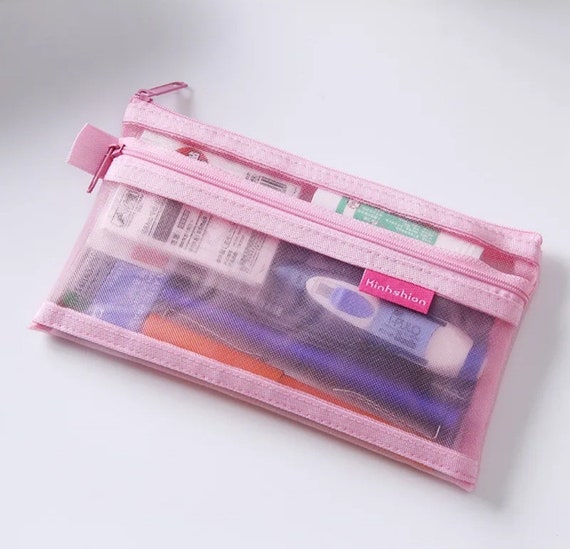 1pc Japanese Style Double Layer Transparent Pencil Case With Large Capacity