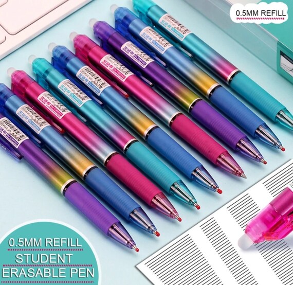8 Penne Cancellabili Con 30 Ricariche - 0,5 Mm, Nere, Blu, Rosse - Kawaii Per Bambini, Scuola, Ufficio - 2