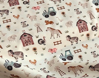 Farm Watercolor Jersey Fabric - half yard