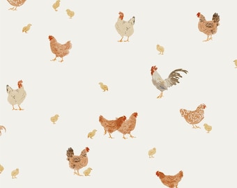 Chicken Watercolor Jersey Fabric - half yard