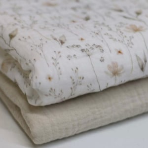 50 cm flower meadow muslin fabric cotton - double gauze crinkle muslin