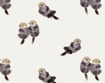 Otter Watercolor Jersey Fabric - half yard