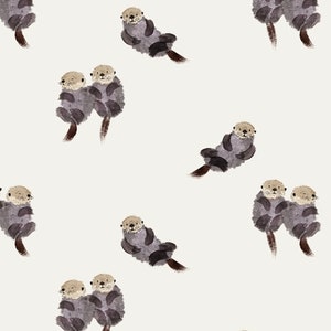 Otter Watercolor Jersey Fabric half yard image 1