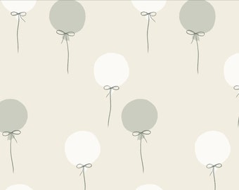 Green Balloons  Watercolor Jersey Fabric - half yard fabric