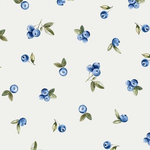 Blueberries Watercolor Jersey Fabric - Blueberry half yard