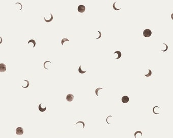 Moon Watercolor Jersey Fabric - Half Moon Full Moon half yard