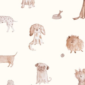 Little Dogs Watercolor Jersey Fabric half yard image 1