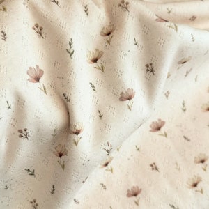 Boho Flower Pointelle Fabric - Watercolor half yard
