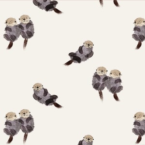 Otter Watercolor Jersey Fabric half yard image 3