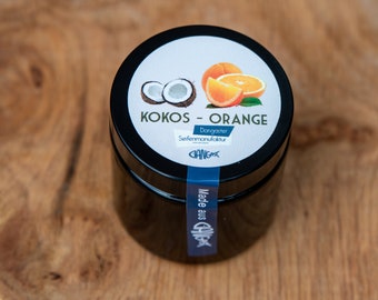 Peeling | Salzpeeling | Salz-Peeling: Kokos-Orange | Glastiegel | Schrubb | Scrub | Gesicht | Körper | Seele | Kokos | Orange [460]