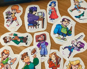 Stardew Valley Dateables Stickers - 100% Hand Drawn Artwork - Gaming Stickers for Laptop, Water Bottle