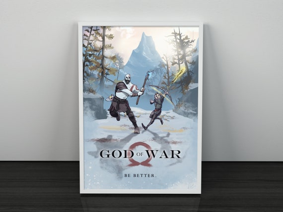 God of War 2018 Art Print Gaming Room Poster, Game Room 