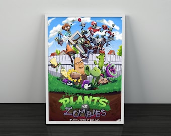Plants Vs. Zombies 12x18 Art Print - Gaming Room Poster, Game Room