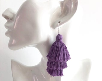 Purple Tassel Earrings for Women Gift for Her