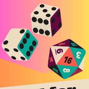 DIY Create Your Own &quot;Roll For&quot; Inspired by TikTok - Dice Game - Retro Theme Sunset - Digital Download/Print/Customize