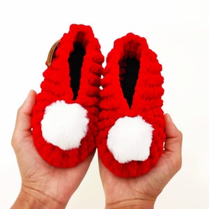 Personalised Red kids Cute Slippers,Newborn Baby Pom Pom toddler booties,Girls birthday baptism gift, gift for kid girl,house slippers