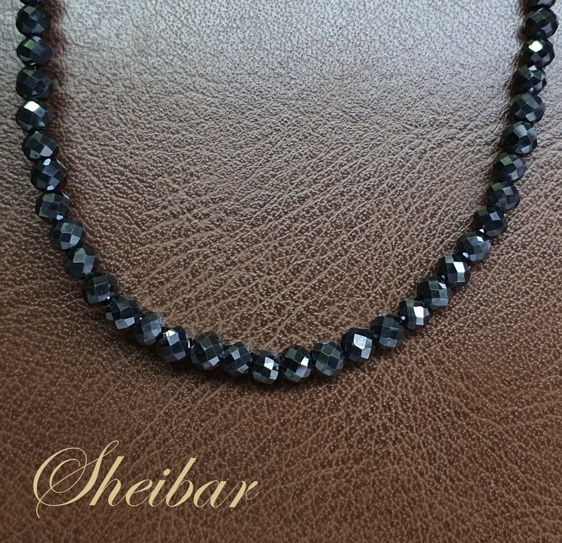 Compressed black diamond necklace. 14K gold. For a man / woman Etsy