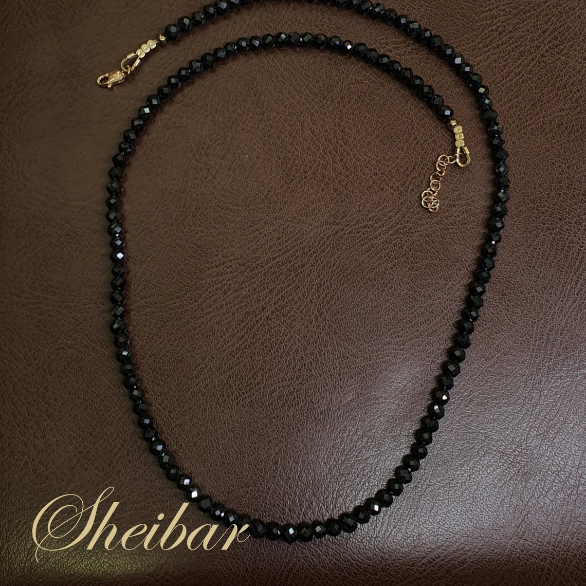 Compressed black diamond necklace. 14K gold. For a man / woman Etsy