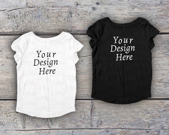 Toddler Girl Shirt Mockup Black White Kids Shirts On