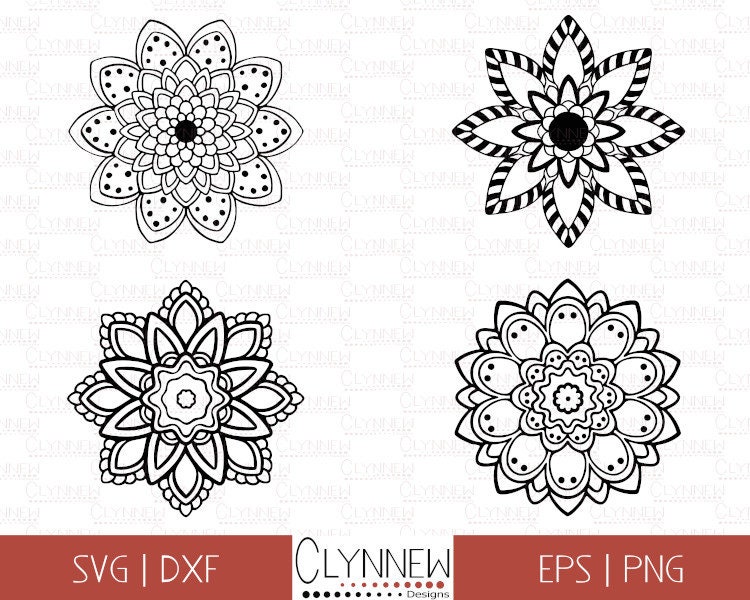 Download Mandala Svg Mandala Flower Vector Designs 4 Simple | Etsy