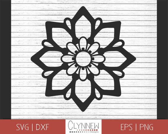 Download Square Flower Svg Flower Mandala Svg Design Black And White Etsy