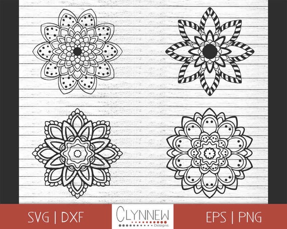 Mandala Flower Vector Designs Mandala Svg 4 Simple Etsy