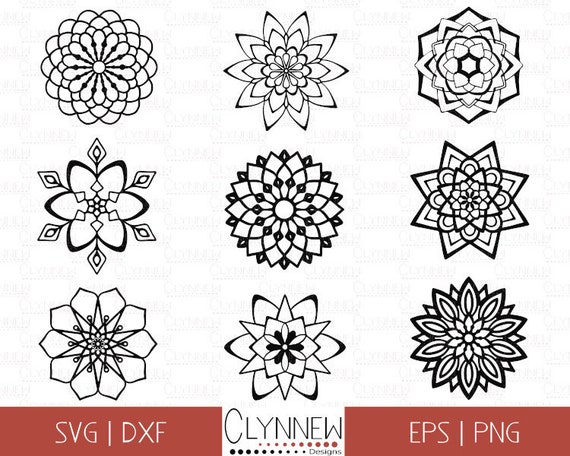 Mandala SVG, Mandala Bundle, Simple Mandala Flower Designs Stencil / Templates for Vinyl Cutting, Geometric Designs, Download, Dxf, Png, SVG