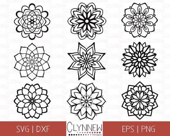 Mandala SVG, Mandala Designs, Simple Mandala Flower Cut File Template Digital Stencils for Vinyl Cutting, Geometric SVG Files, Download Png