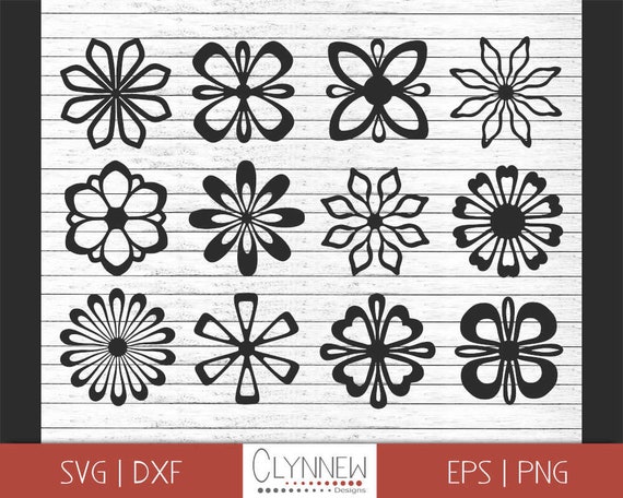 Download Simple Flower Svg Flower Svg Designs Geometric Flower Vector Etsy